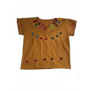 Hand-Embroidered Mustard Yellow Blouse